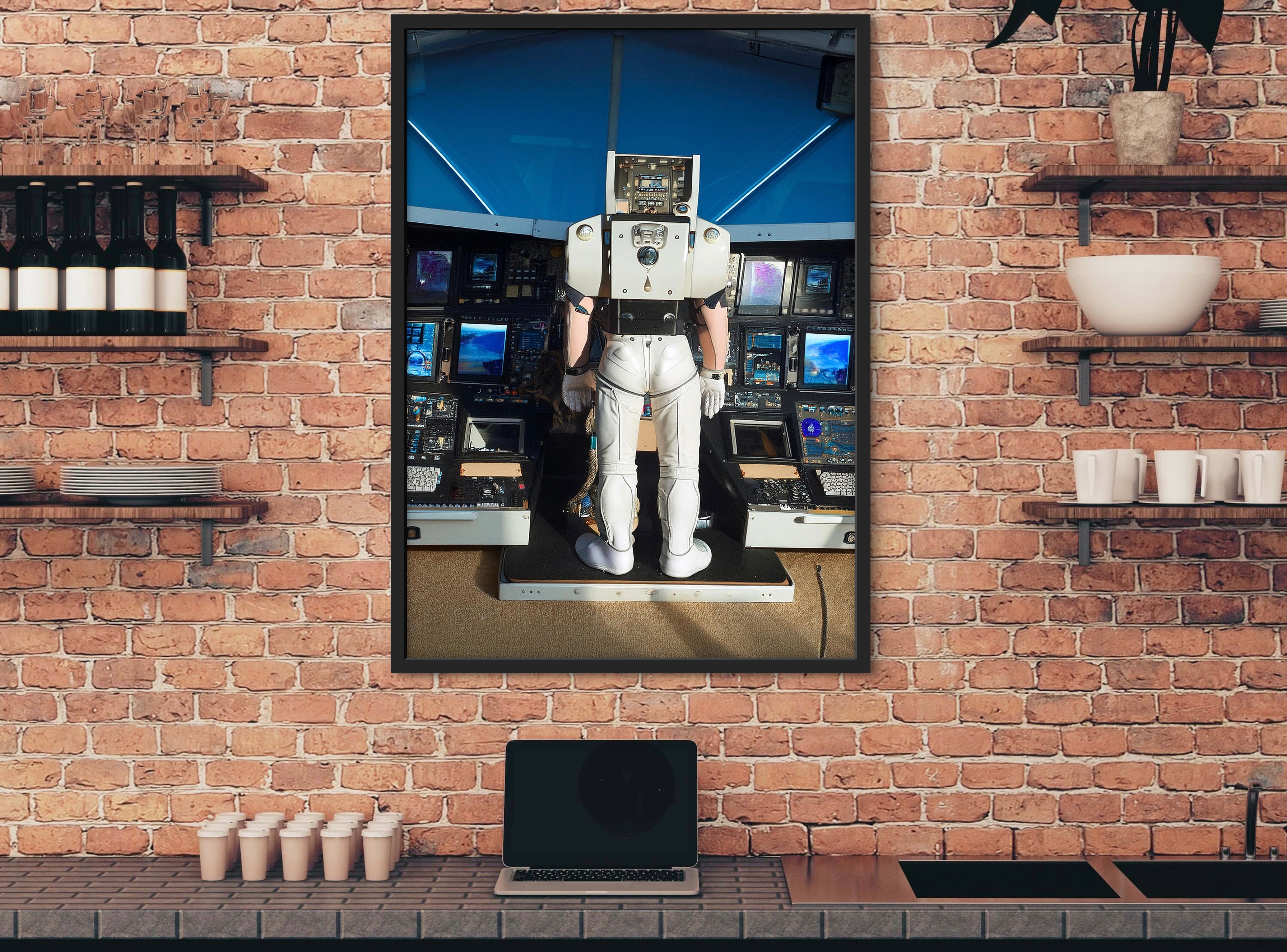 Spaceman - Framed Canvas Print – Blue: Art Prints by Greig